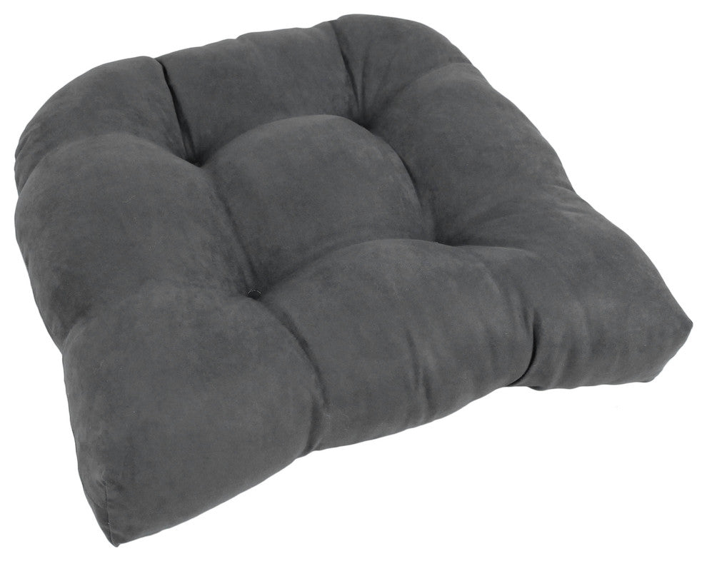19" U-Shaped Micro Suede Tufted Dining Chair Cushion, Steel Gray