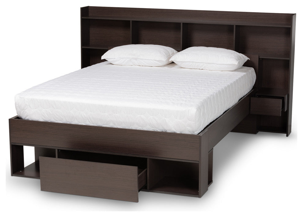 Diesel Modern Dark Brown Platform Storage Bed Queen