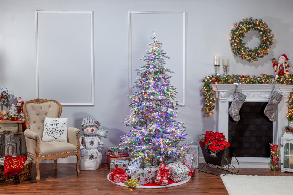 6.5' Flocked Pre-Lit Mounta" Pine