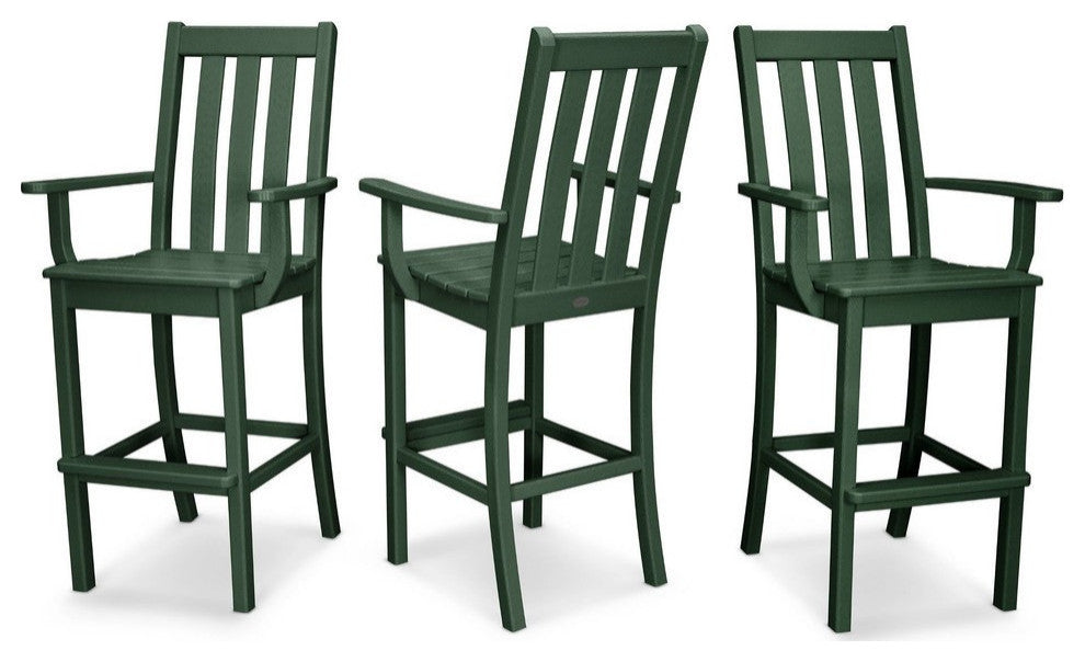 Polywood Vineyard Bar Arm Chair 3-Pack, Green