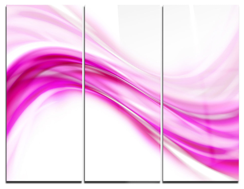 "Pink Abstract Waves" Digital Metal Wall Art, 3 Panels, 36"x28"