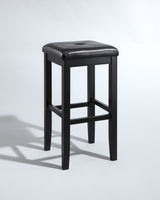 Upholstered Square Seat Barstool, Black, 29" Seat Height, Set of 2