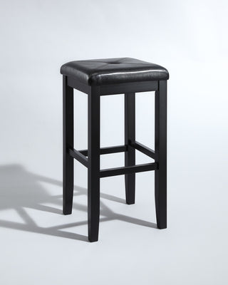 Upholstered Square Seat Barstool, Black, 29" Seat Height, Set of 2