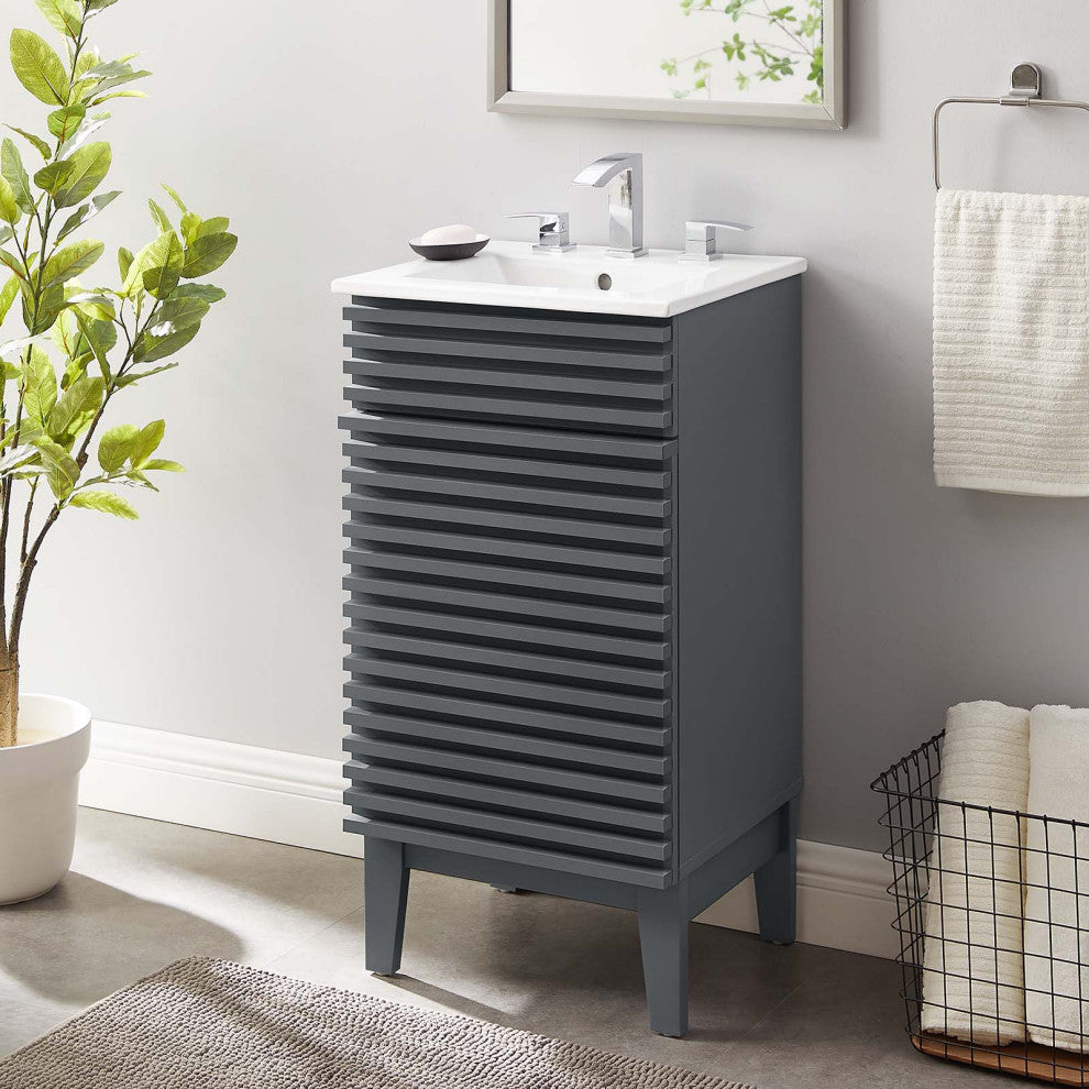 Render 18" Bathroom Vanity Cabinet, Gray White