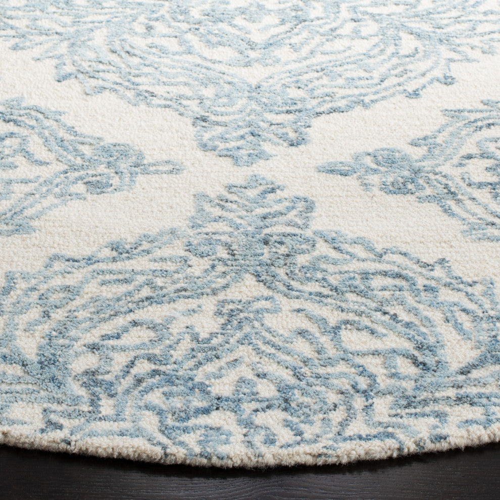Safavieh Couture Abstract Collection, ABT346 Rug, Ivory/Blue, 8' Round