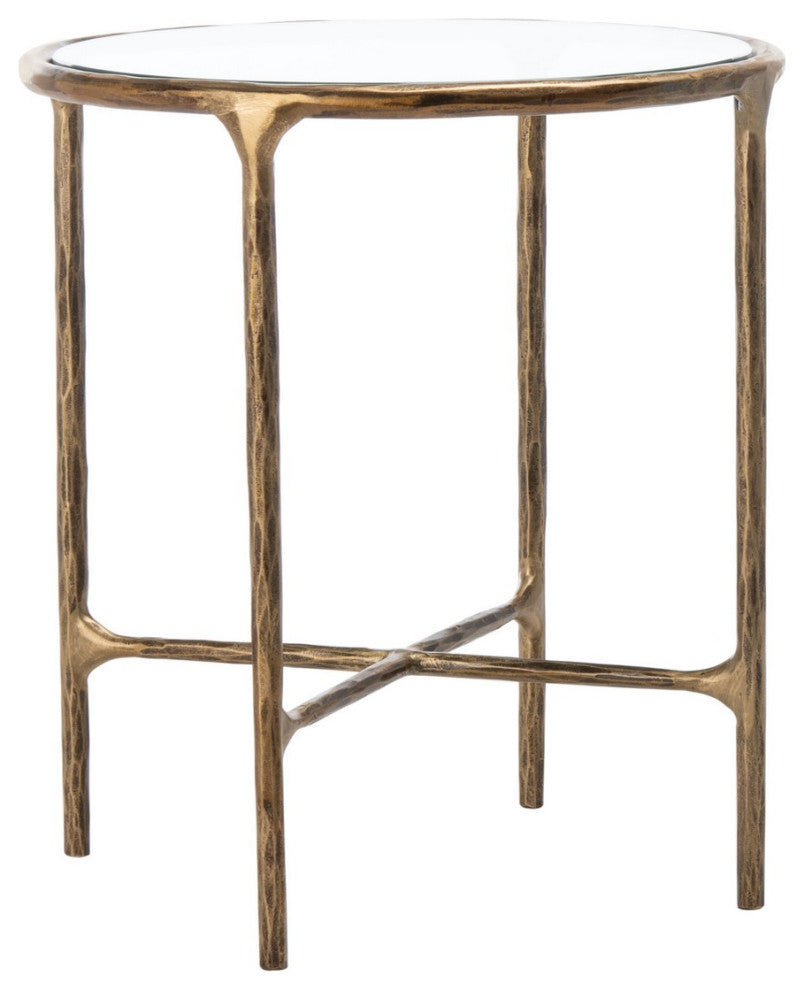 Safavieh Couture Jessa Forged Metal Round End Table, Brass