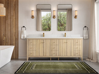 Atlanta Oak 84" Double Sink Bath Vanity, White 2" Empira Quartz