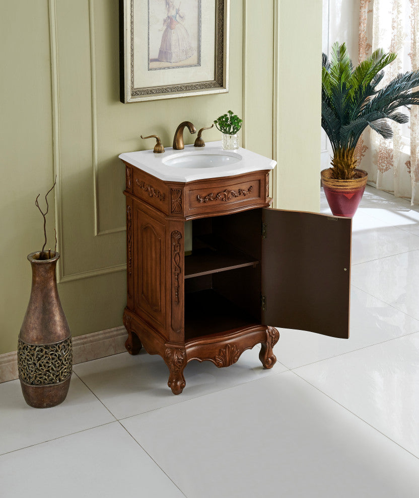 Bathroom Vanity, Teak, 21", Single Sink