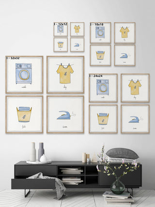 Laundry Services Quadriptych, 4-Piece Set, 12x12 Panels