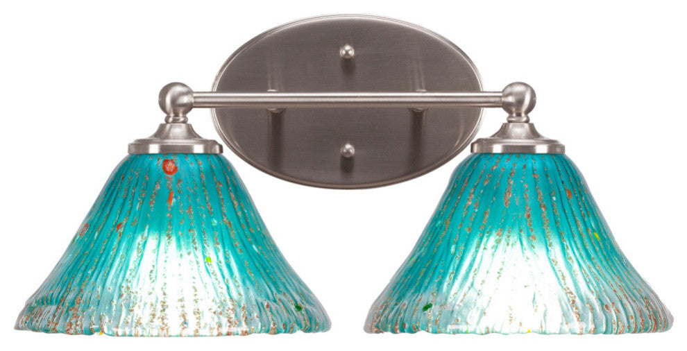 Capri 2-Light Bath Bar, Brushed Nickel/Teal Crystal
