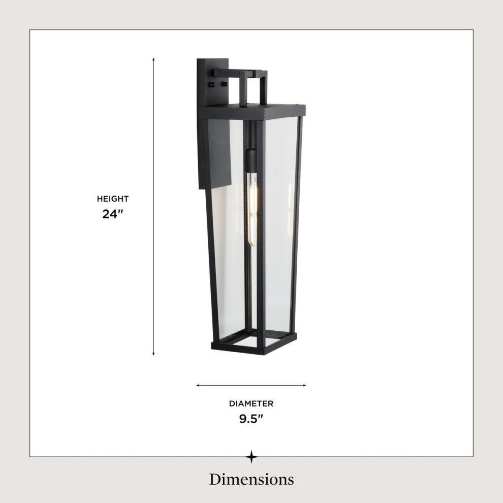 Tryon One-Light Black New Traditional Outdoor Wall Lantern, 9.5x7x24"