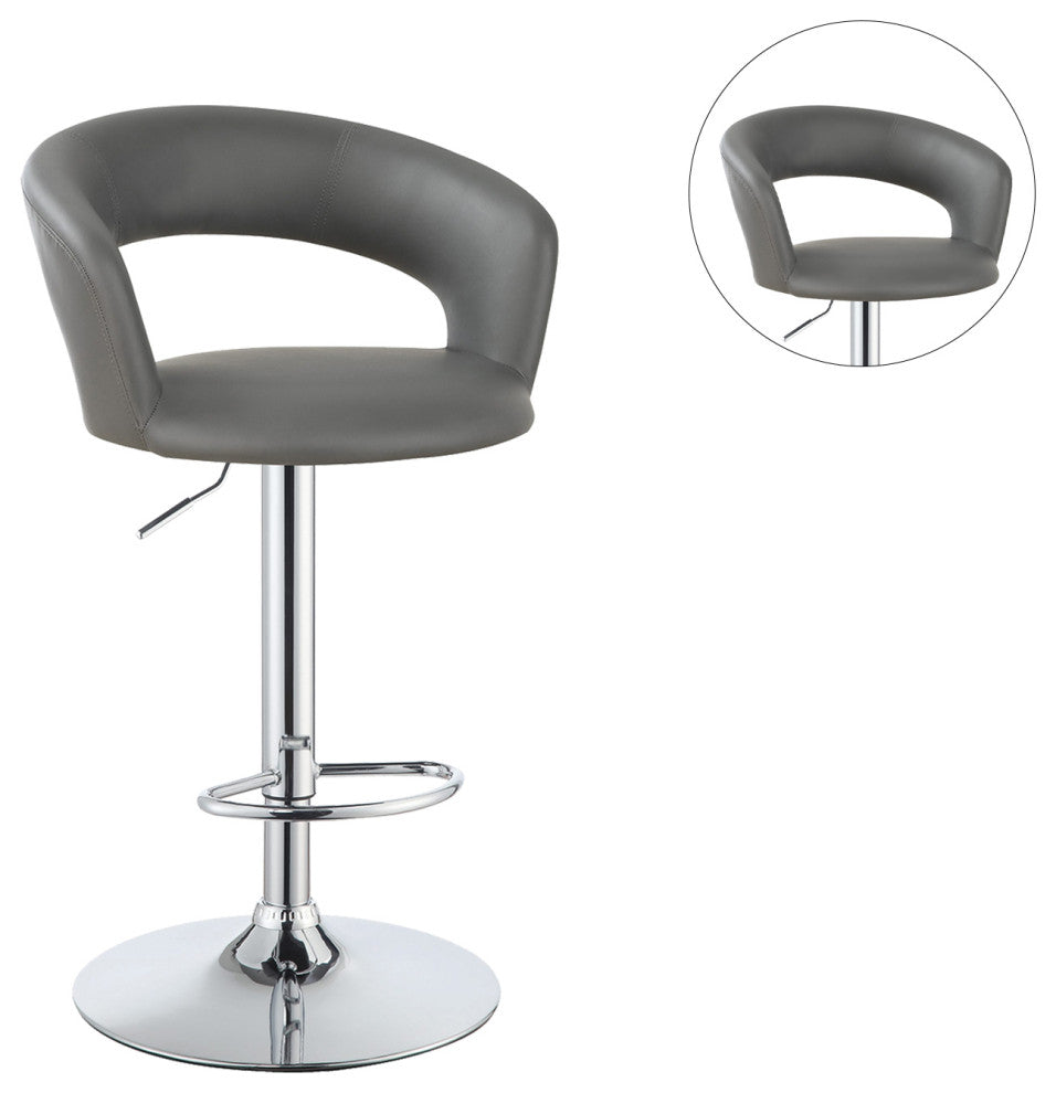 Faux Leather Adjustable Height Bar Stool Chrome and Gray