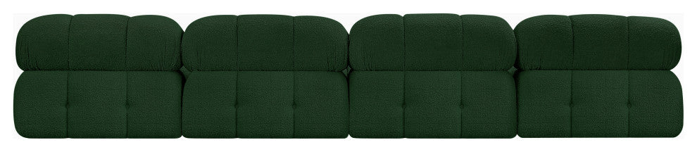 Ames Boucle Fabric Modular Sofa, Green, 4-Piece: 4 Armless Chair