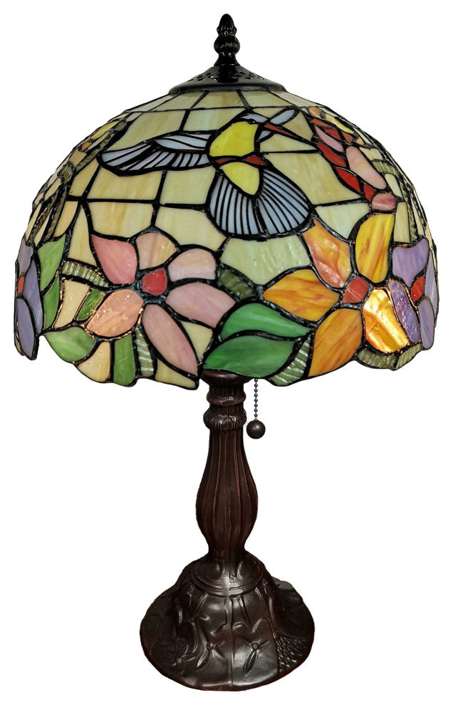 Tiffany Style Hummingbirds Table Lamp 18" Tall