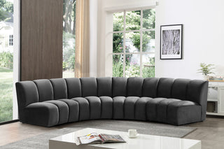Infinity Channel Tufted Velvet Modular Chair, Gray, 4 Piece