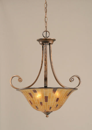 Curl Pendant With 3 Bulbs, 16" Penshell Shade Glass