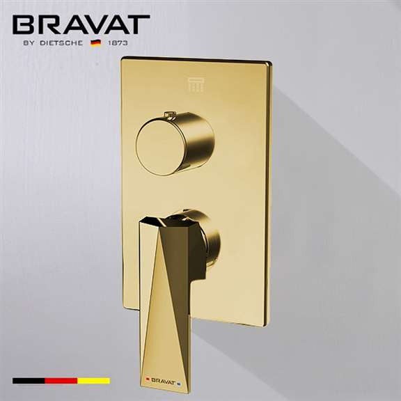 Bravat Brushed Gold Shower Set, Valve Mixer 3-Way Concealed Wall Mount