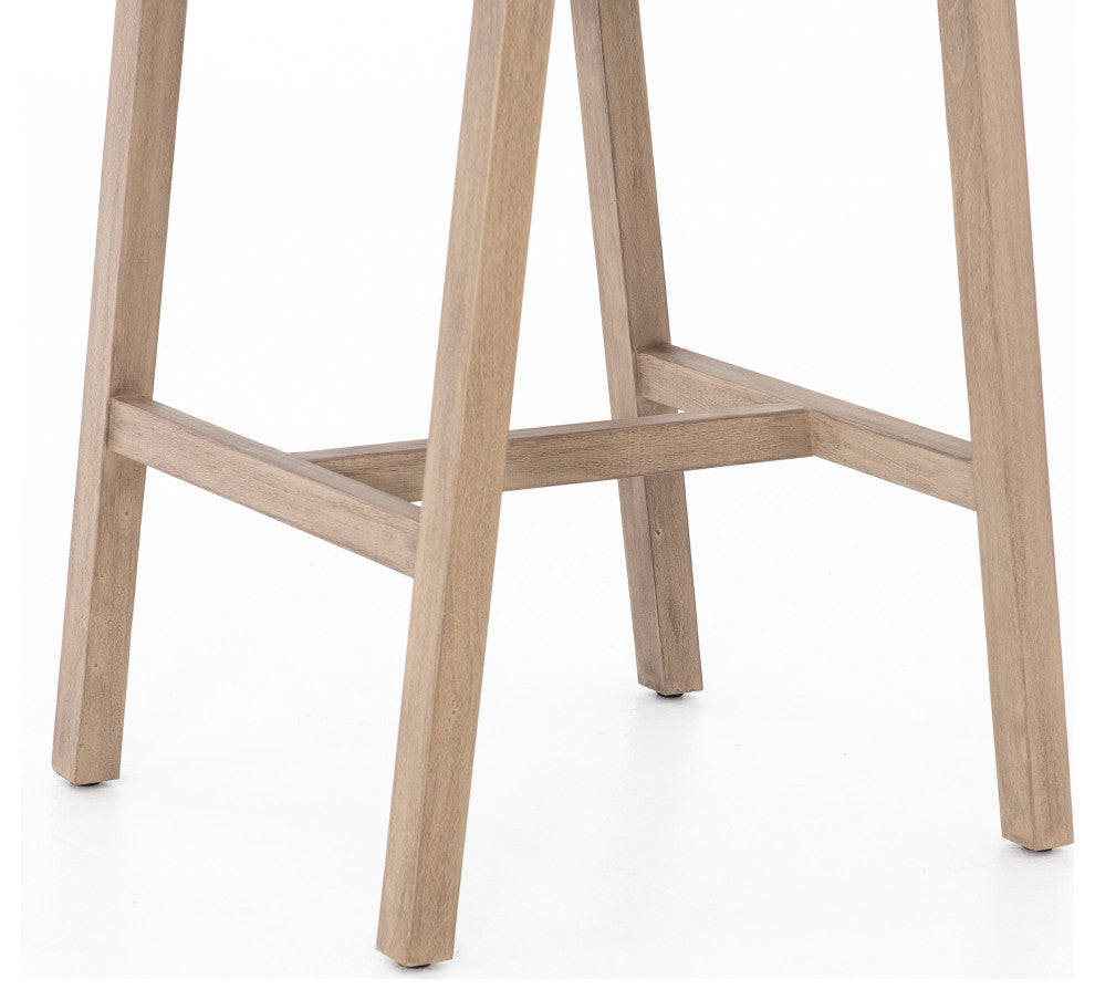 Delano Outdoor Stool Washed Brown, Fsc, Thick Grey Rope, Counter