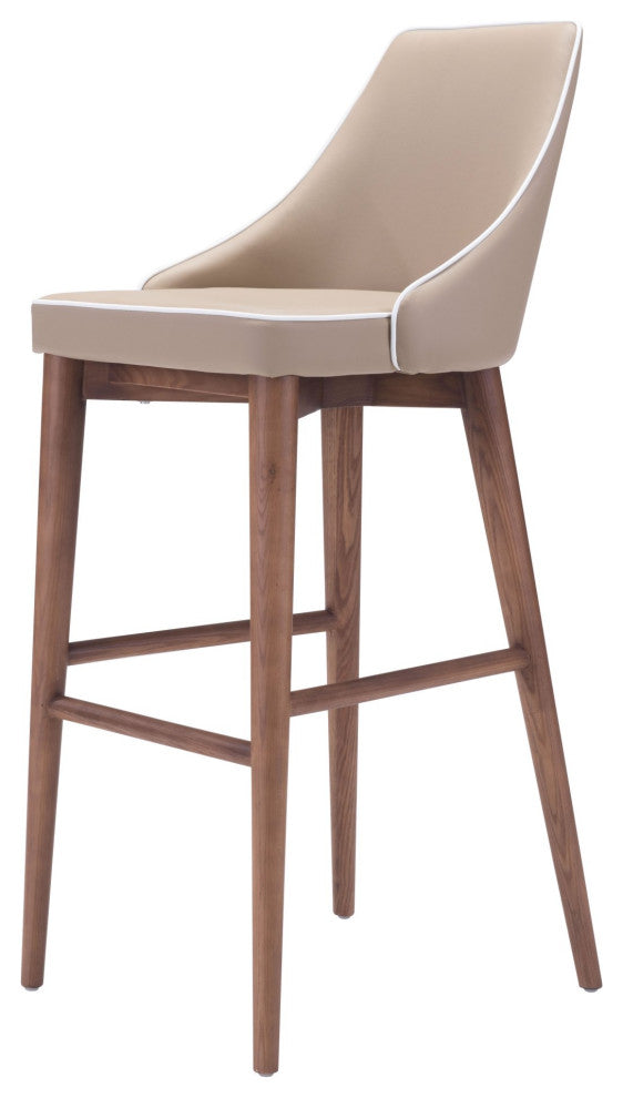 Bar Stool Chair Barstool, Fabric, Wood, Beige, Brown, Bar Kitchen Cafe Bistro