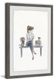 "Pretty Girl Sitting on a Bench" Framed Painting Print, 16"x24"