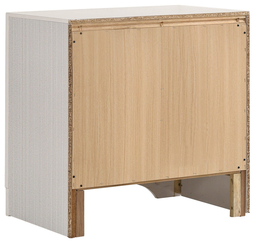 2 Drawers Wooden Nightstand, White