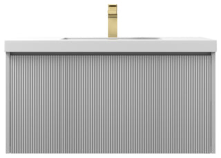 Floating Bathroom Vanity with Sink, Wall Mounted Vanity, Grey, 36" W/ Sink