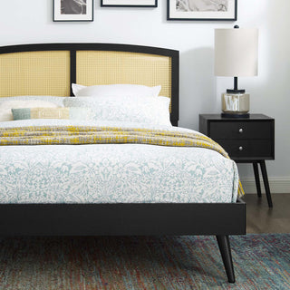 Sierra Cane and Wood Full Platform Bed With Splayed Legs MOD-6700-BLK