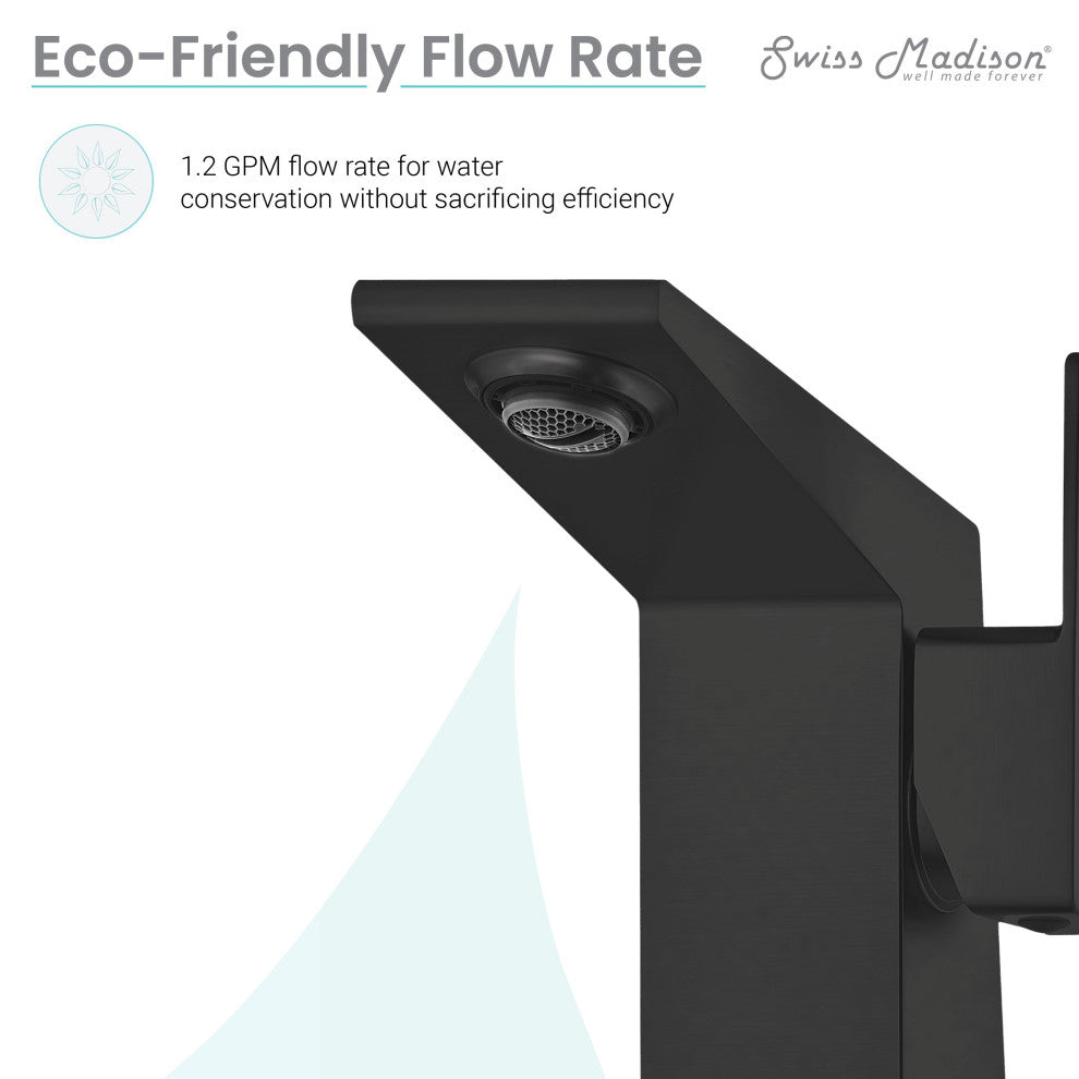 Carre Single Hole Single Handle Bathroom Faucet, Matte Black