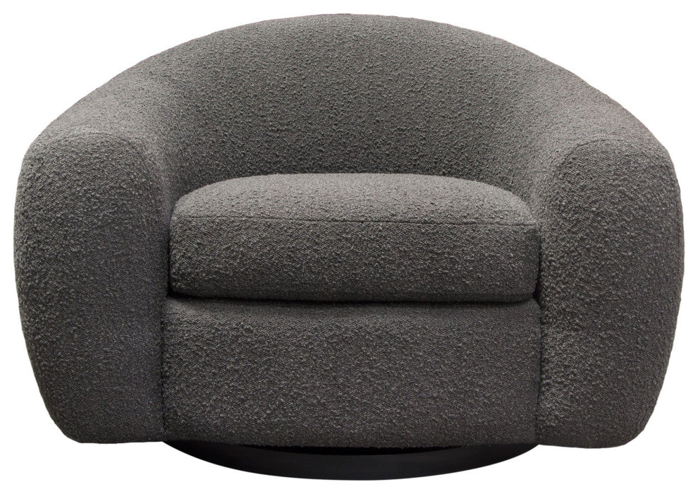 Pascal Swivel Chair With Boucle Textured Fabric, Charcoal