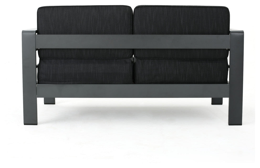 Crested Bay Outdoor Aluminum Loveseat, Gray + Dark Gray