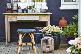 Simone Rattan Bistro Stool, Black