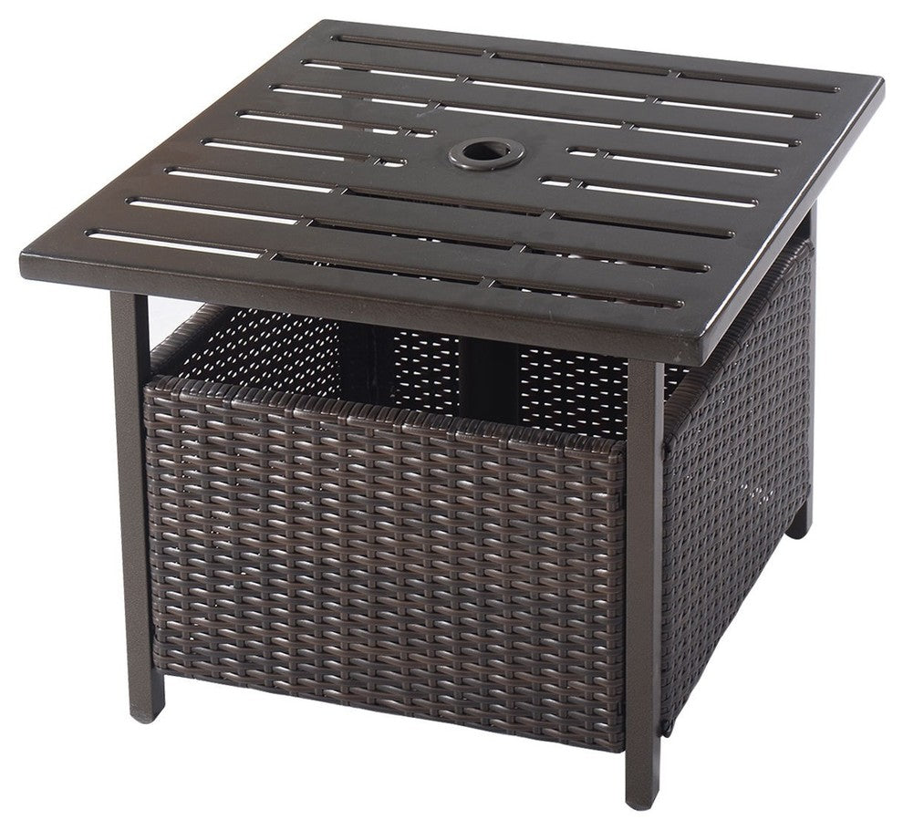 Modern Outdoor Rattan Wicker Steel Side Table