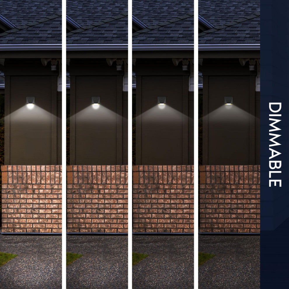 Luxrite Outdoor LED Black and Gold Wall Sconce 3CCT 6" IP65 ETL Listed