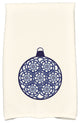 Snowflake Bulb Holiday Geometric Print Kitchen Towel, Navy Blue