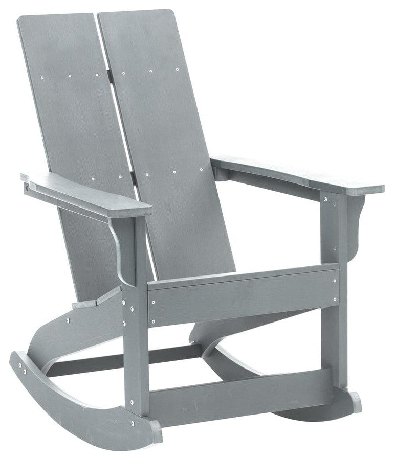 Finn Outdoor Rocking Adirondack Chair w/Rust Resistant Stainless Steel Hardware, Gray