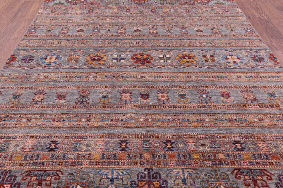 6' 11" X 9' 11" Super Kazak Khorjin Hand-Knotted Rug Q5339