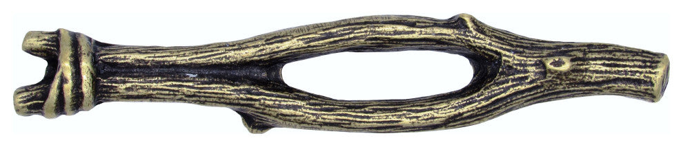 Twig Cabinet Pull, Large, Antique Brass