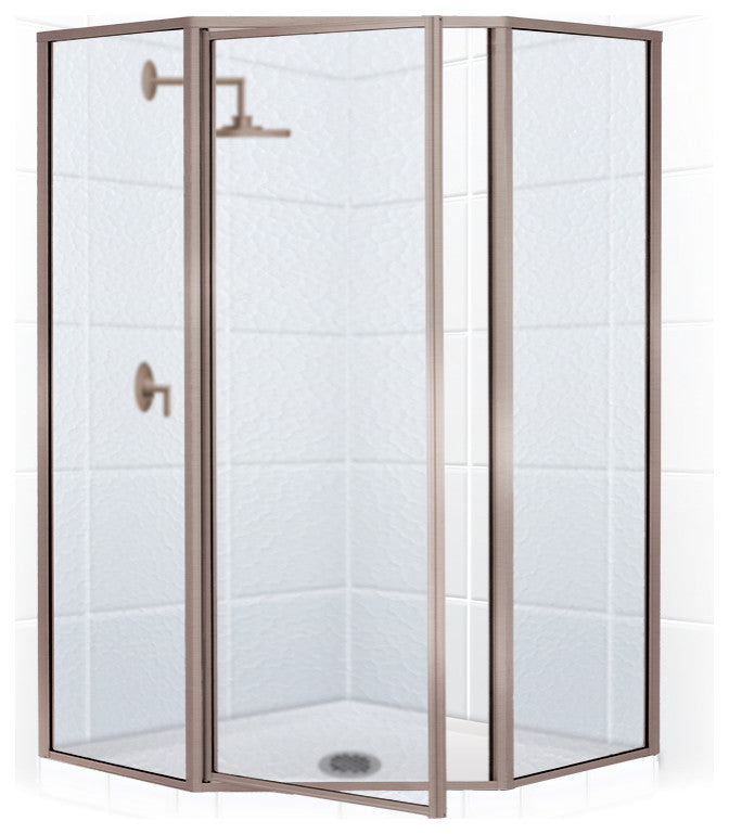 Legend Framed Neo-Angle Swing Shower Door, Obscure, Brushed Nickel, 59"x70"
