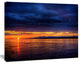 Blue Cloudy Sky and Setting Sun, Seashore Photo Canvas Art Print, 20"x12"
