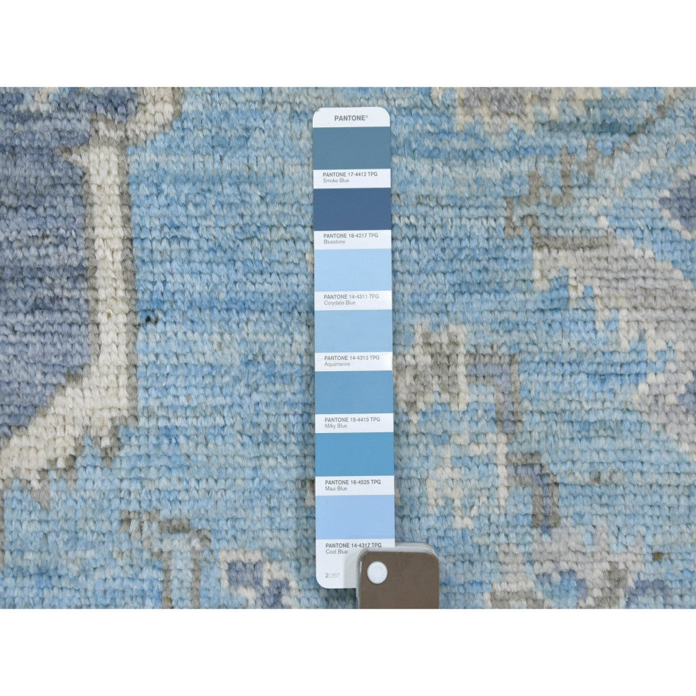 Light Blue, Hand Knotted Anatolian Village Inspired Wool Rug, 8'0"x9'6"