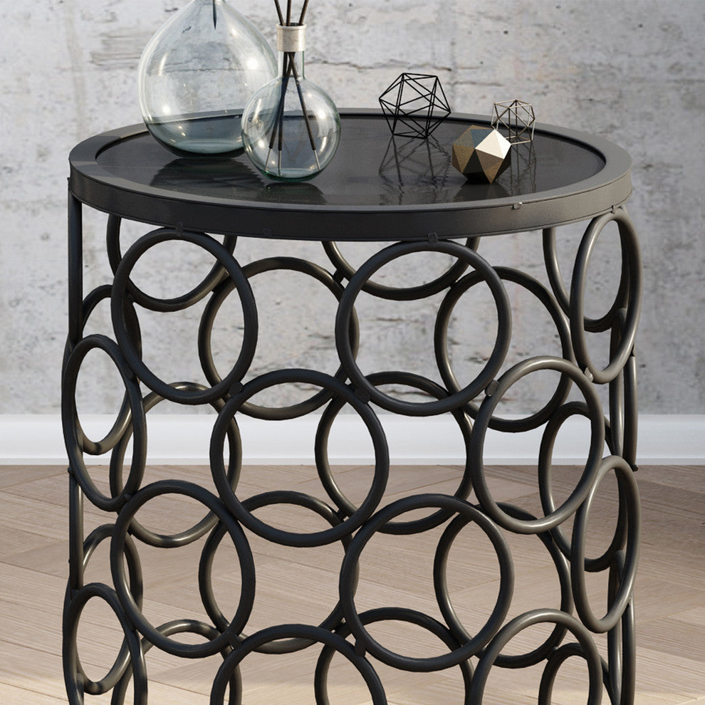 GDF Studio Athena Indoor Modern 16" Gray Finish Ceramic Tile Side Table