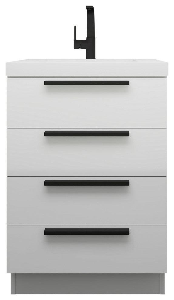 Carla 24" Freestanding Bathroom Vanity, Gloss White