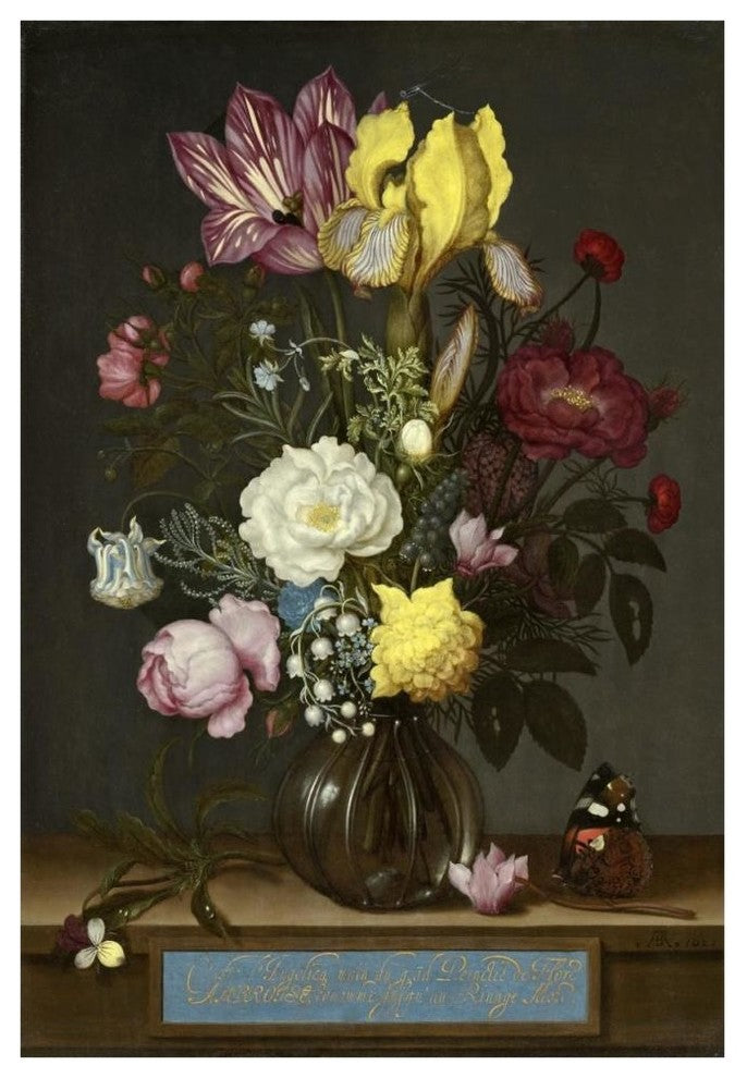"Bouquet of Flowers in a Glass Vase, 1621" Paper Art, 42"x62"