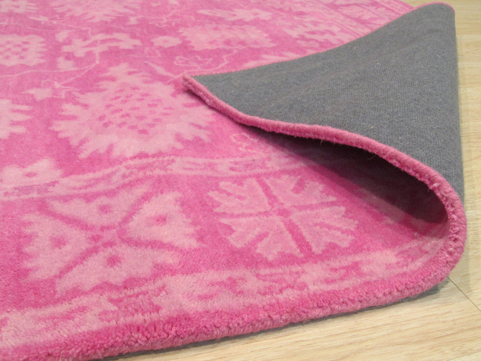 EORC Pink Hand-Tufted Wool Overdyed Rug, 7'9x9'9