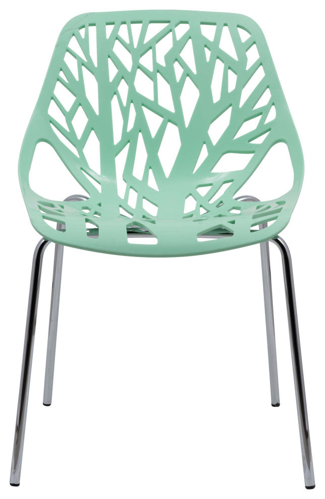 LeisureMod Modern Asbury Dining Chair With Chromed Legs, Set of 2 Mint