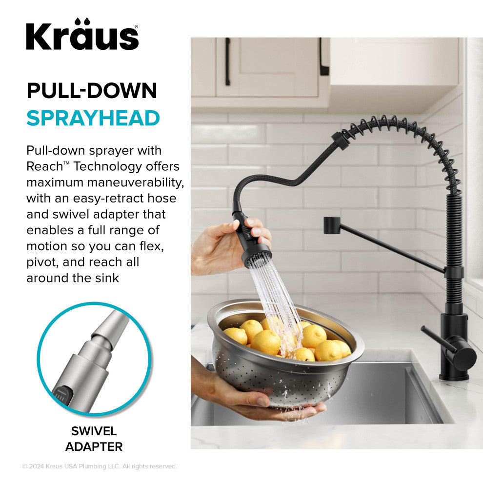 Bolden Commercial Style 2-Function Pull-Down 1-Handle 1-Hole Kitchen Faucet, Matte Black (Sensor Touchless)
