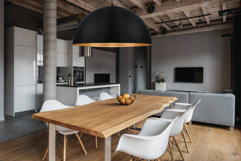 1x22.5W LED Pendant With Black and Gold Finish, 23.63", 23.63"
