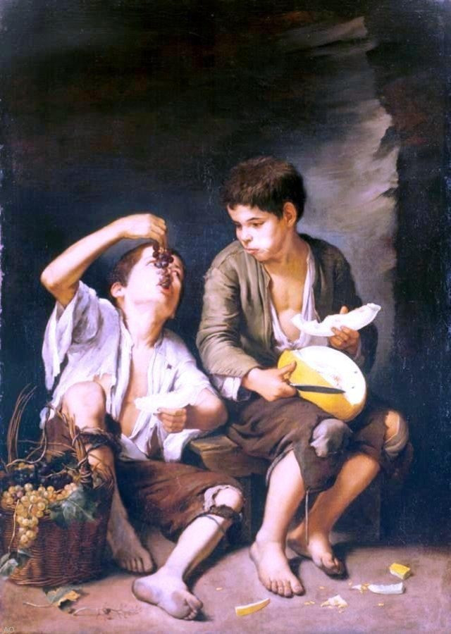 Bartolome Esteban Murillo Boys Eating Grapes and Melon Gallery Wrapped Canvas