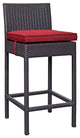 Convene Outdoor Patio Fabric Bar Stool, Espresso Red