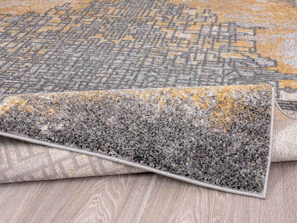 Abani Laguna LAG160A Yellow and Grey Abstract Area Rug